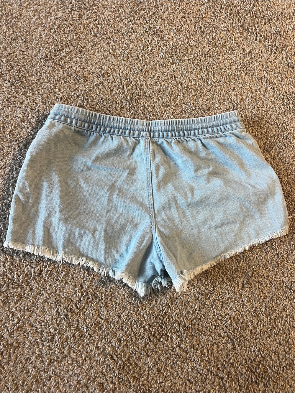 Aerie Light Blue Frayed Hem Women's Casual Shorts - Picture 2 of 3